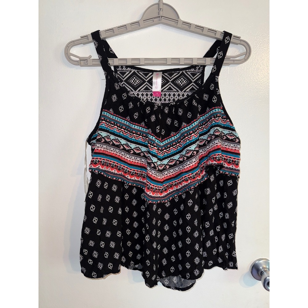 No Boundaries Tank Top Boho Tribal Festival Women Large Black